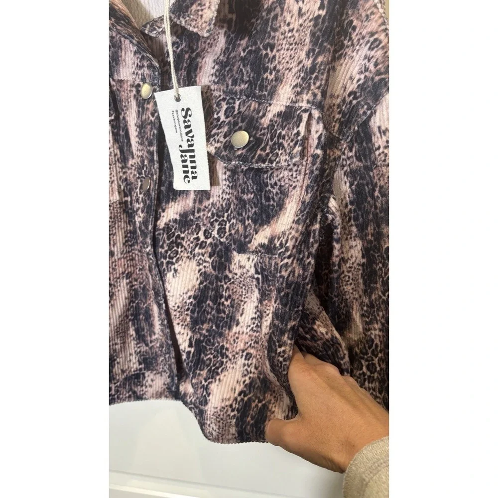 NWT‎ Savanna Jane Leopard Print Size Small Corduroy Jacket Button Up Shacket